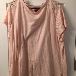 Mauve/pink color blouse with lace arms